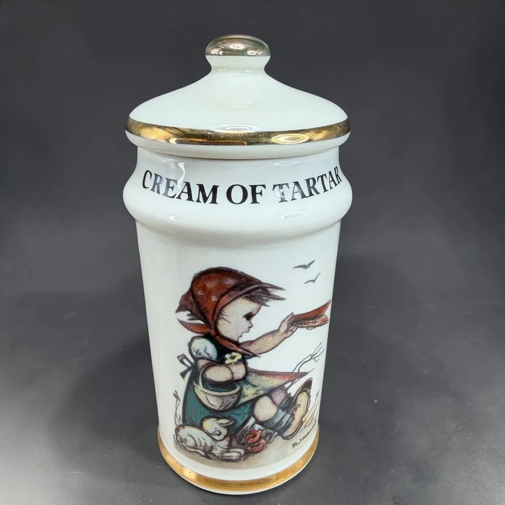 Vintage 1987 MJ Hummel Cream of Tartar Spice Jar ARS AG Gold Trim‎ Ceramic Japan